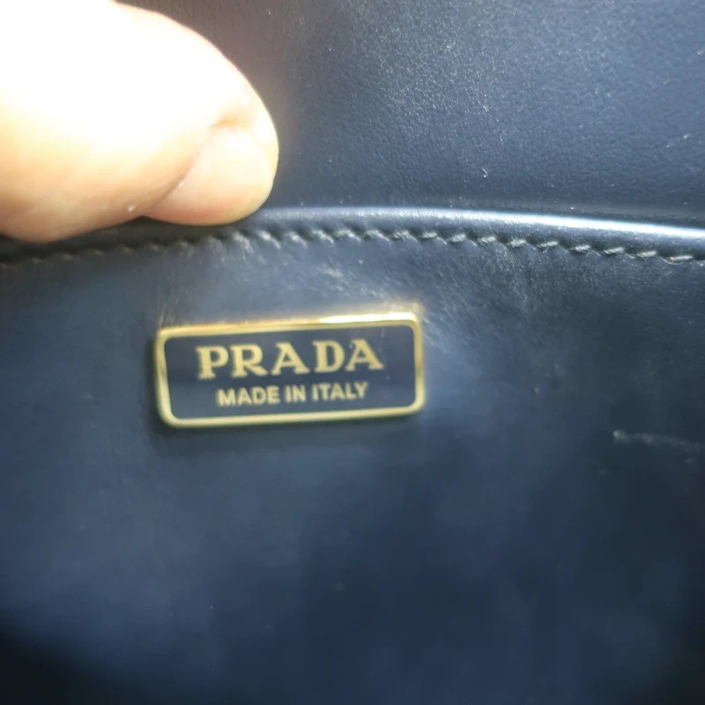 Prada Symbole Mini Tote Baltic Blue/White Embroidered Jacquard Crossbody Bag NEW - Picture 11 of 12